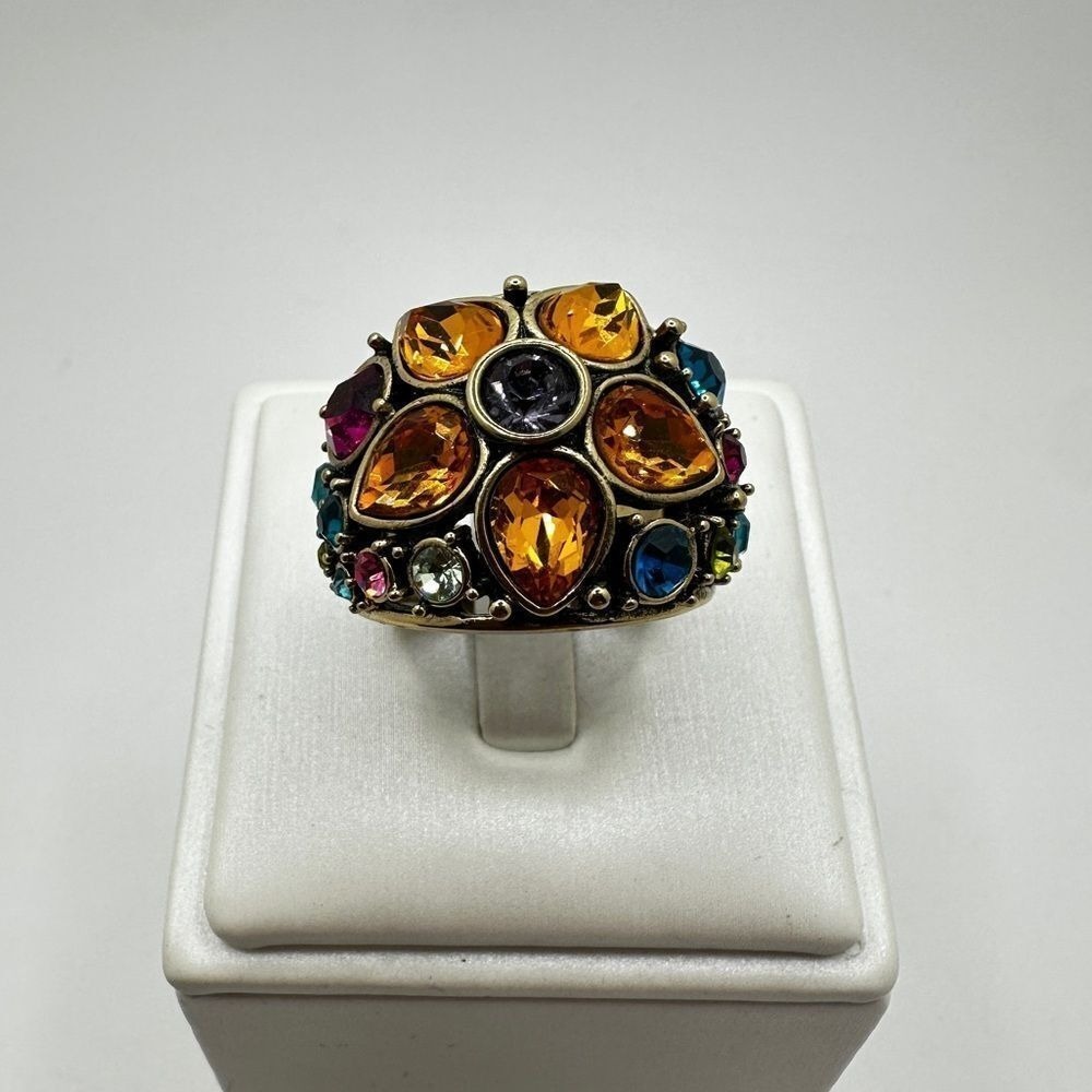 Retired Heidi Daus "Fantasy in Florals" Crystal Rhinestone Statement Ring!